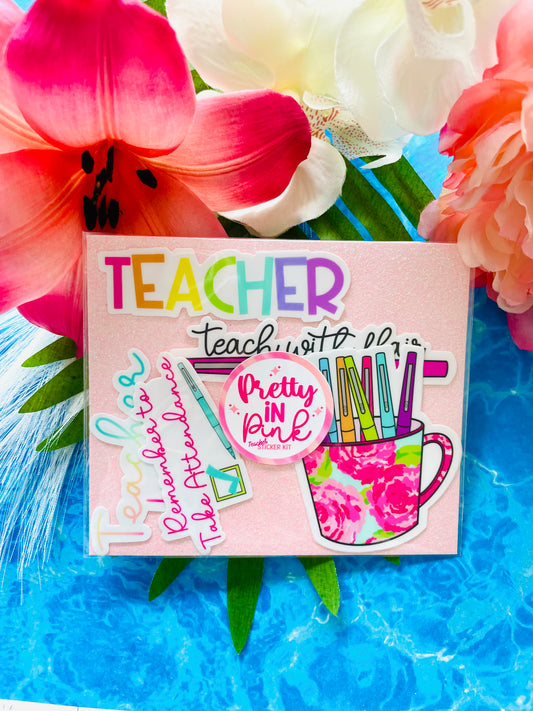 Pretty in Pink Teacher Sticker Kit