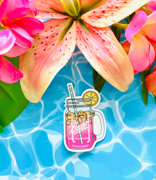 Mason Jar Summer Drink MATTE Finish Sticker