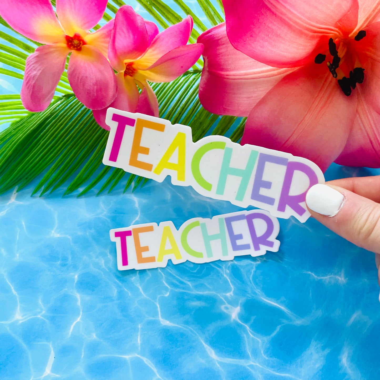 Teacher Rainbow MATTE Finish Sticker 3" and 4"