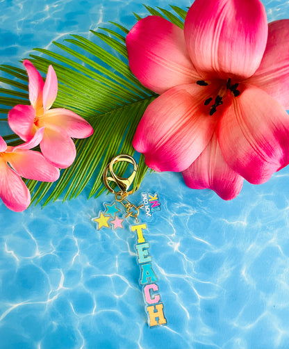 TEACH "Sherbet Rainbow" LUX Acrylic 3 Charm Keychain