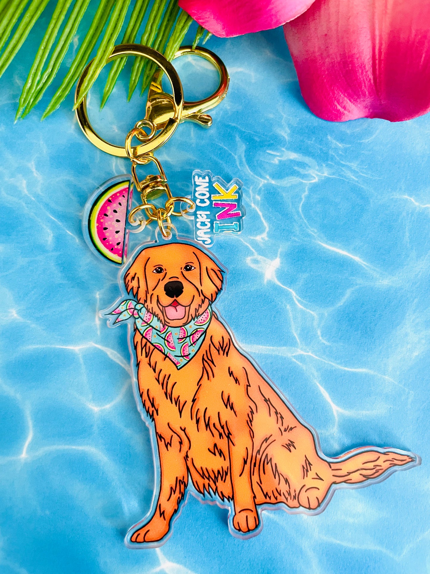 Golden Retriever Lover LUX Acrylic 3 Charm Keychain