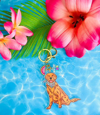 Golden Retriever Lover LUX Acrylic 3 Charm Keychain