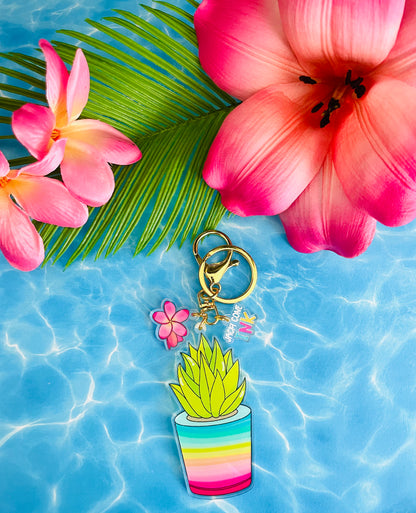 Tropical Succulent LUX Acrylic 3 Charm Keychain