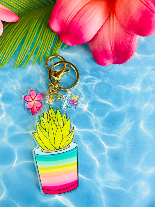 Tropical Succulent LUX Acrylic 3 Charm Keychain