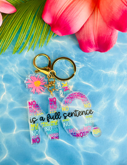 No Is A Full Sentence LUX Acrylic 3 Charm Keychain