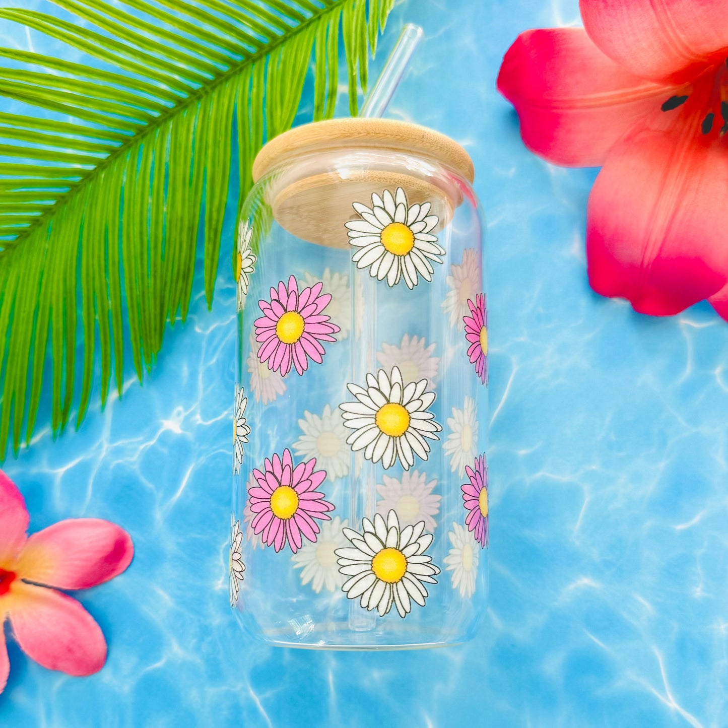 Delightful Daisies Glass Can