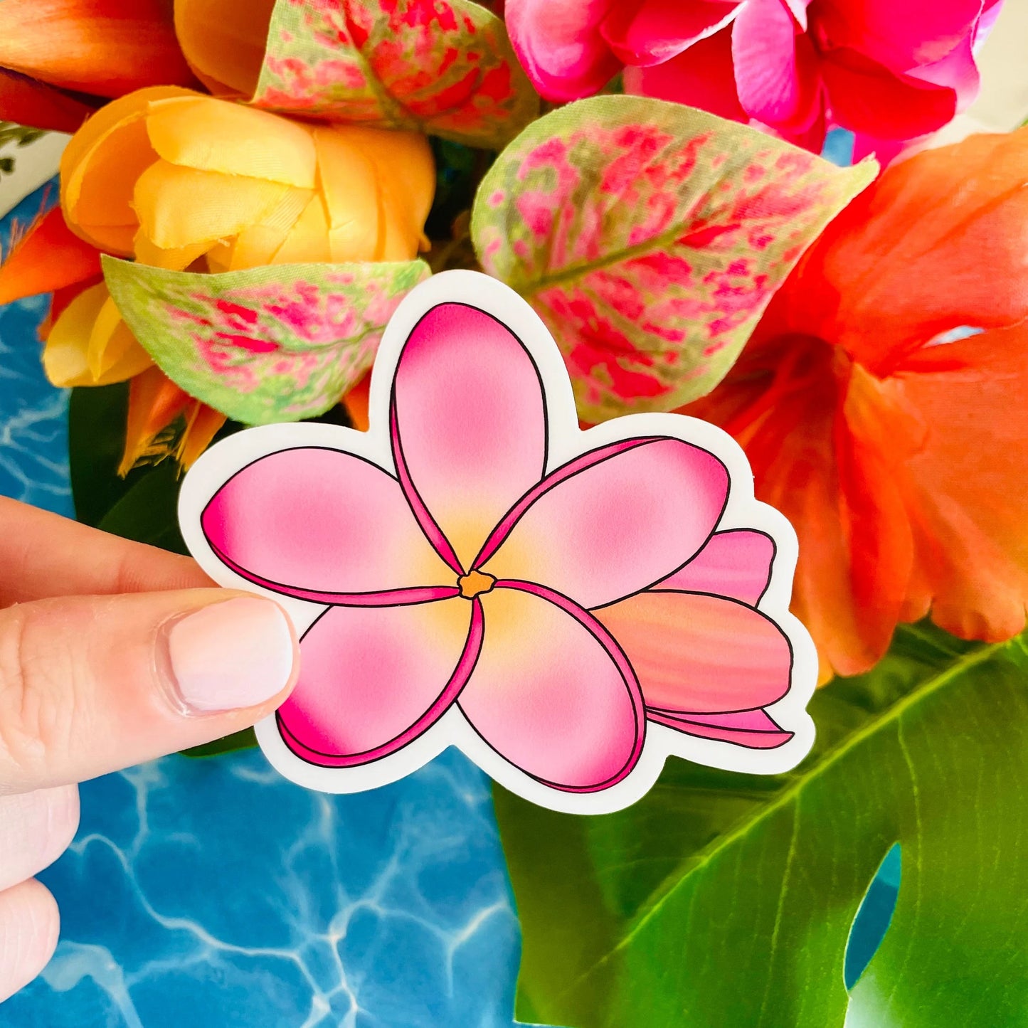 Pink Plumeria MATTE Finish Sticker