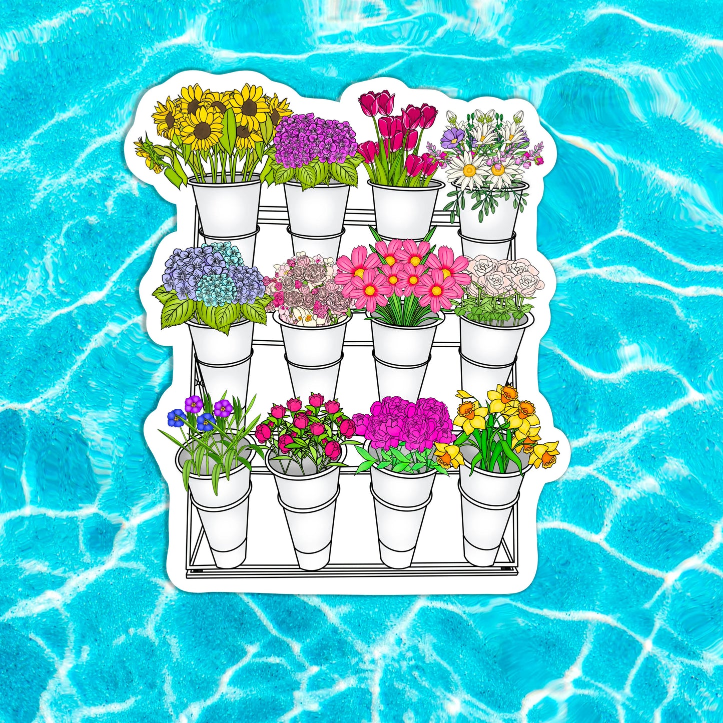 Flower Shop CLEAR Backed Matte Finish Sticker