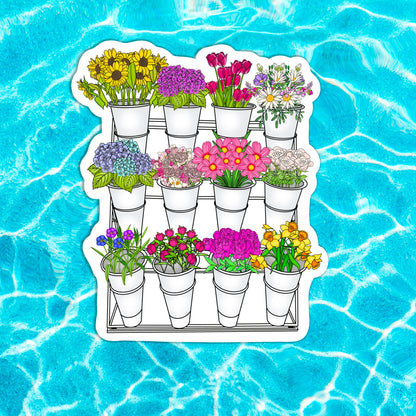 Flower Shop CLEAR Backed Matte Finish Sticker