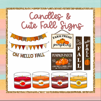 50+ Fall Essentials CLIPART Kit PLUS 7 Digital Wallpapers