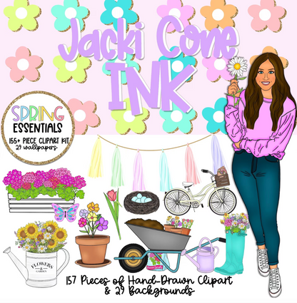 150 + Piece Spring Clipart Kit PLUS 29 Exclusive Wallpapers