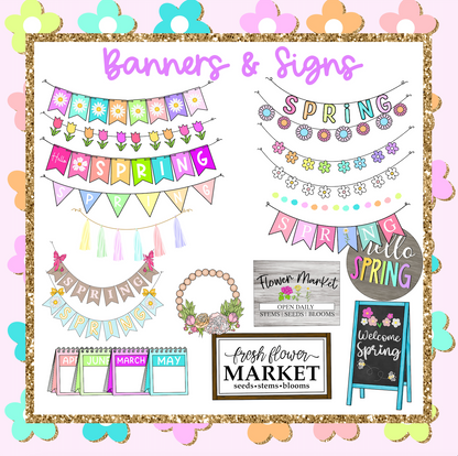 150 + Piece Spring Clipart Kit PLUS 29 Exclusive Wallpapers