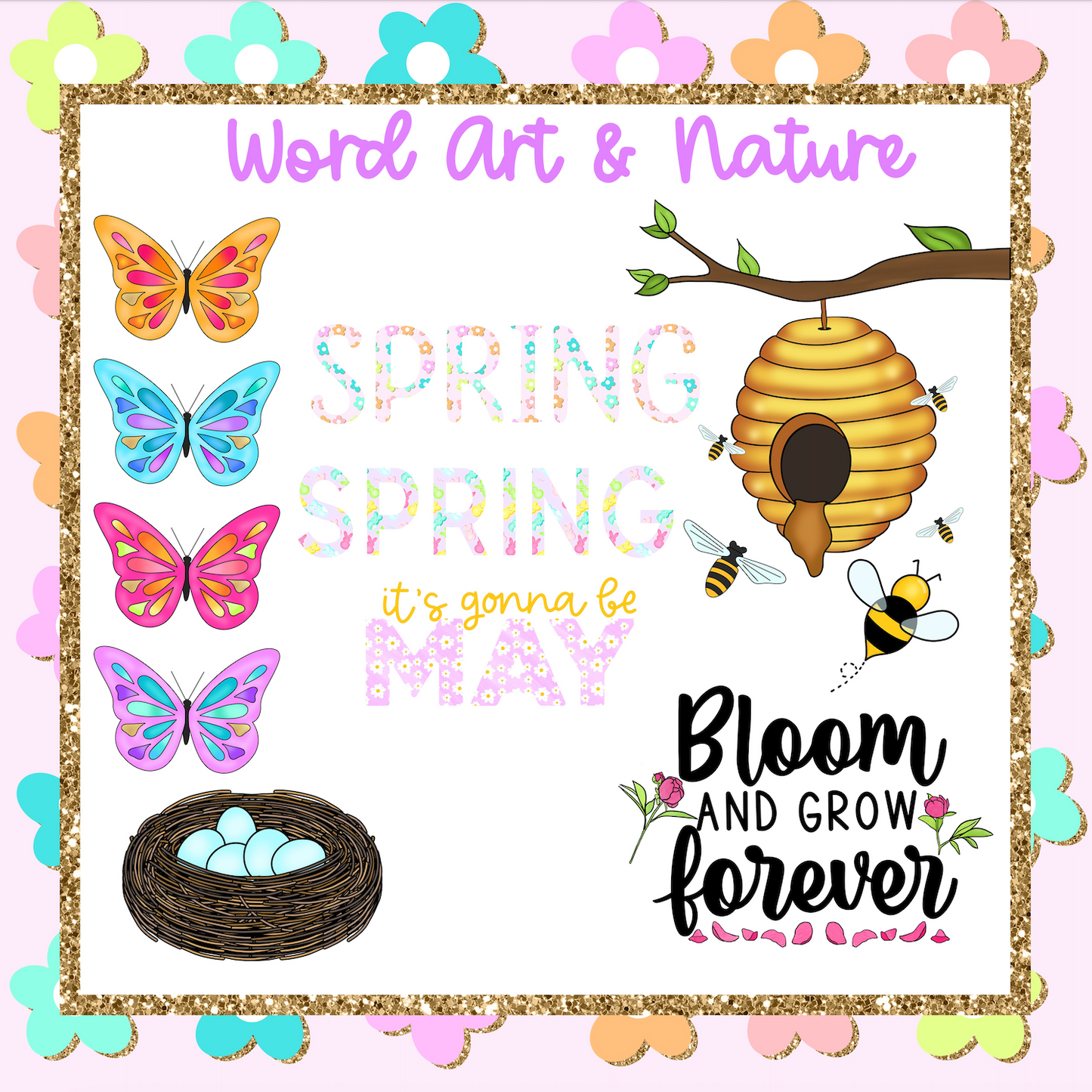 150 + Piece Spring Clipart Kit PLUS 29 Exclusive Wallpapers