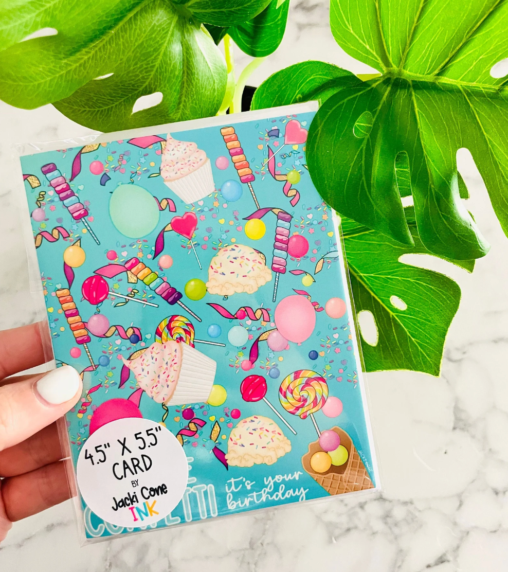 Cue the Confetti! It's Your Birthday GLOSSY Greeting Card