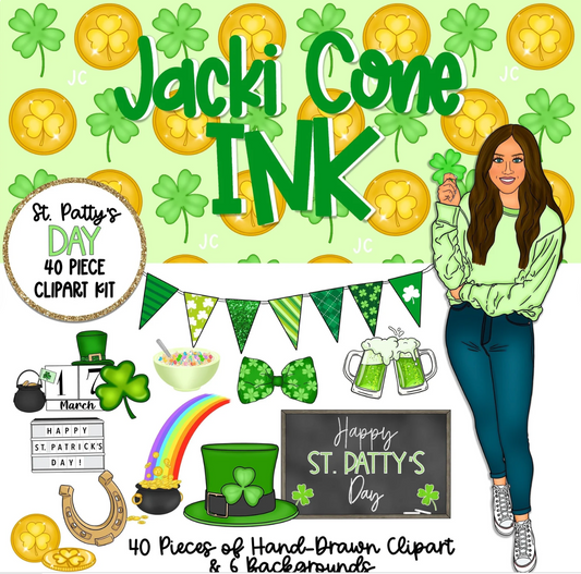 40 + Piece St. Patrick's Day Clipart Kit PLUS 6 Wallpapers