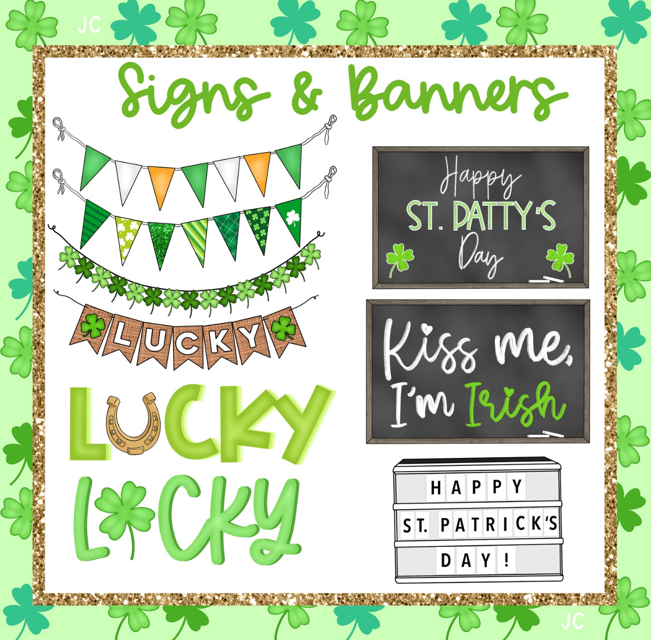 40 + Piece St. Patrick's Day Clipart Kit PLUS 6 Wallpapers