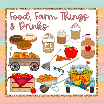 50+ Fall Essentials CLIPART Kit PLUS 7 Digital Wallpapers