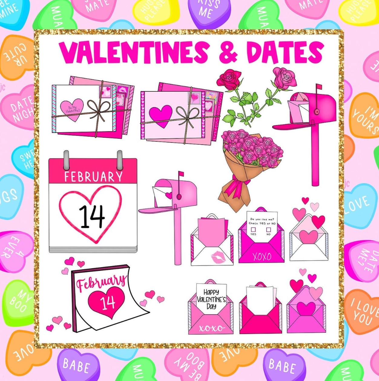 70+ Piece Valentine's Day Themed CLIPART Kit PLUS 4 Wallpapers