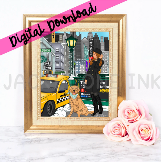 DIGITAL DOWNLOAD Around the World Collection: Baddie in the Big Apple (Instant Printable Illustration)