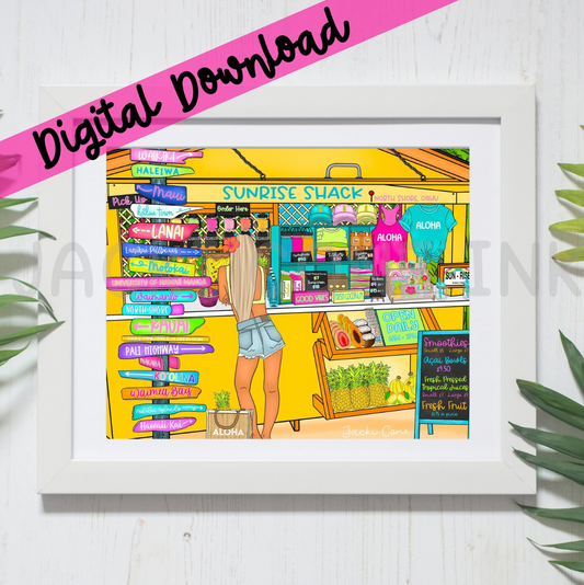 DIGITAL DOWNLOAD Around the World Collection: Smoothies at Sunrise (Instant Printable Illustration)