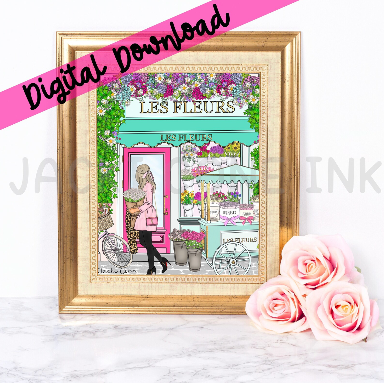 DIGITAL DOWNLOAD Around the World Collection: Fleurs in France (Instant Printable Illustration)