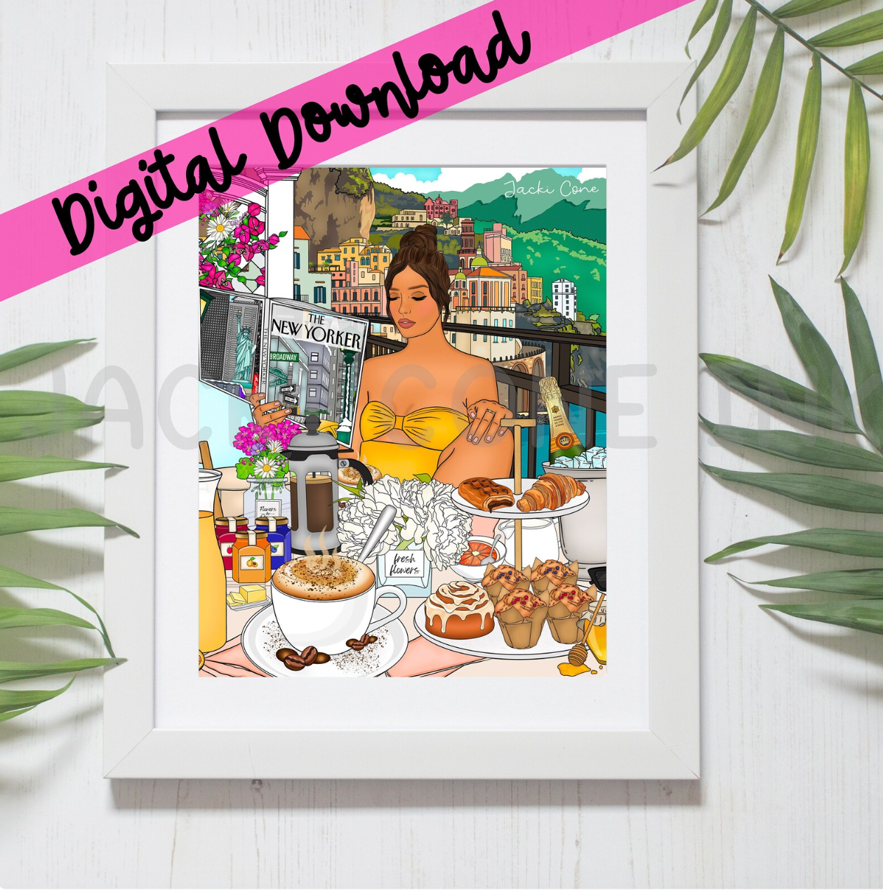 DIGITAL DOWNLOAD Around the World Collection: Coffee on the Coast (Instant Printable Illustration)