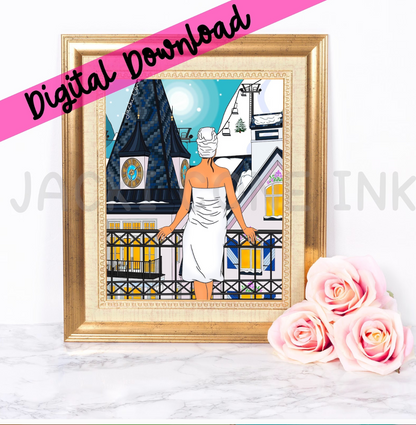 DIGITAL DOWNLOAD Around the World Collection: Villa in Vail (Instant Printable Illustration)